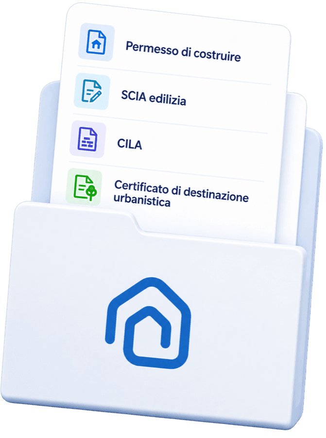 Cartellina del Comune con permesso di costruire, SCIA, CILA e certificato di destinazione urbanistica