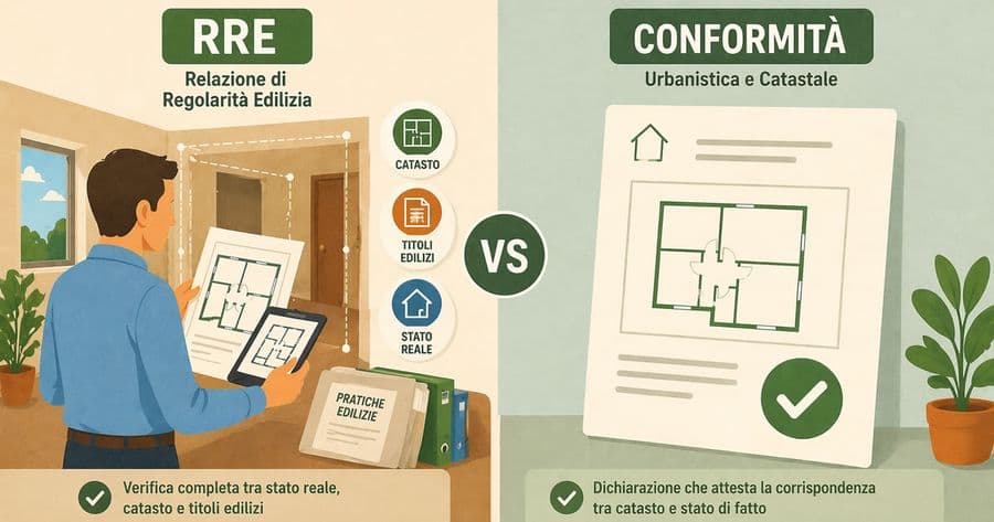 Differenze tra RRE Relazione di Regolarità Edilizia e Dichiarazione di Conformità Urbanistica e Catastale